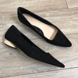 Zara black suede pointy toe pumps